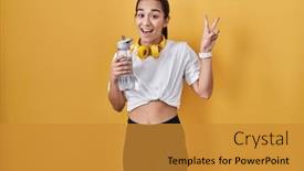 Presentation with drinking water - Presentation theme with young-south-asian-woman-wearing background and a gold colored foreground