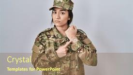  Presentation with army - Theme with young-south-asian-woman-wearing background and a coral colored foreground