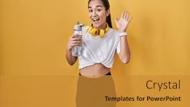  Presentation with drinking water - Slide set enhanced with young-south-asian-woman-wearing background and a gold colored foreground