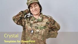  Presentation with army - Theme with young-south-asian-woman-wearing background and a coral colored foreground