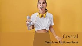  Presentation with drinking water - Presentation theme featuring young-south-asian-woman-wearing background and a  colored foreground