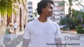  Presentation with walking - PPT theme having young-south-east-man-smiling background and a light blue colored foreground