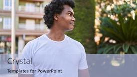  Presentation with walking - PPT layouts having young-south-east-man-smiling background and a light blue colored foreground