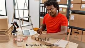  Presentation with order - PPT theme consisting of young-south-east-man-smiling background and a coral colored foreground