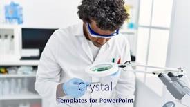  Presentation with looking glass - Presentation theme with young-south-east-man-wearing background and a sky blue colored foreground