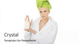  Presentation with container - Presentation theme with young spa woman with soap background and a  colored foreground