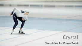  Presentation with rink - Presentation theme enhanced with young-speed-skater-bending-forwards background and a  colored foreground