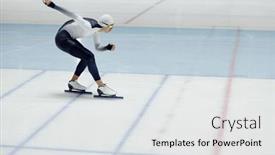 Presentation with rink - PPT theme having young-speed-skater-with-legs background and a white colored foreground