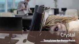  Presentation with xerox - Amazing PPT theme having young-spooky-businesswoman-with-zombie backdrop and a tawny brown colored foreground