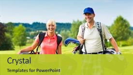  Presentation with golf course - Beautiful slides featuring wooden and metal rulers tape backdrop and a coral colored foreground.