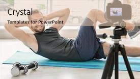  Presentation with video templstes gor cpr - Colorful theme enhanced with young sports blogger recording video backdrop and a  colored foreground