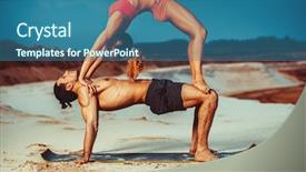  Presentation with sports - Colorful slides enhanced with young sports couple doing acroyoga backdrop and a ocean colored foreground