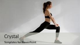  Presentation with sports coaching - Colorful presentation theme enhanced with young sports woman doing squats backdrop and a light gray colored foreground