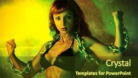  Presentation with heavy metal - Beautiful presentation featuring young sports woman with heavy backdrop and a tawny brown colored foreground