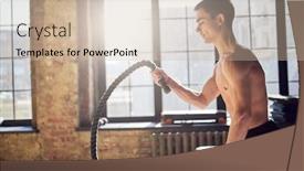  Presentation with cables - Cool new slides with young-sportsman-exercising-with-cables backdrop and a soft green colored foreground