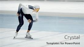  Presentation with rink - Slide deck featuring young-sportsman-in-speed-skating background and a  colored foreground