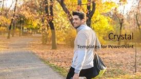  Presentation with outdoors - Beautiful theme featuring young sportsman outdoors in park backdrop and a gold colored foreground