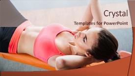  Presentation with gym - Cool new presentation theme with young sportswoman doing abs crunch backdrop and a lemonade colored foreground