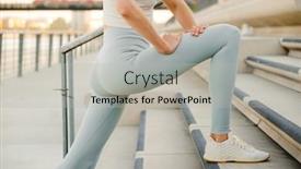  Presentation with stairs - Theme enhanced with young-sportswoman-doing-workout background and a light gray colored foreground
