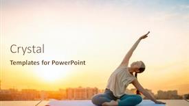  Presentation with exercise - Slide deck with young-sportswoman-is-doing-yoga background and a cream colored foreground