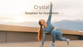  Presentation with stretch - Slide set enhanced with young-sportswoman-is-warming-up background and a cream colored foreground