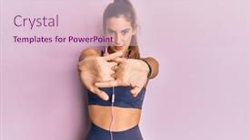  Presentation with stretching - PPT theme consisting of young-sportswoman-stretching-muscles background and a lemonade colored foreground