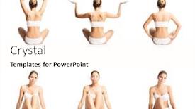  Presentation with sporty - Slide deck featuring young sporty and fit girl in white underwear isolated background set collection fitness concept background and a cream colored foreground