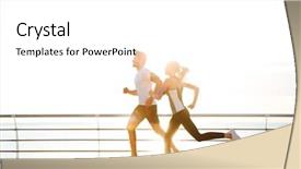  Presentation with sporty - Theme enhanced with young sporty couple running background and a white colored foreground
