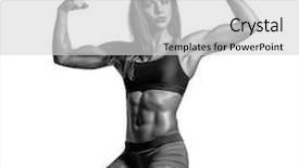  Presentation with black female - Presentation theme having young sporty female in black and white background and a light gray colored foreground