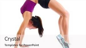  Presentation with sporty - Presentation theme enhanced with young sporty girl does gymnastic exercises isolated background and a white colored foreground