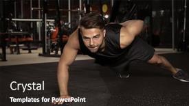  Presentation with sporty - Beautiful theme featuring young sporty man doing push ups in gym backdrop and a wine colored foreground