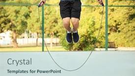  Presentation with sporty - PPT theme consisting of young-sporty-man-jumping-rope background and a sky blue colored foreground