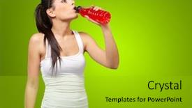  Presentation with sporty - Presentation featuring young sporty woman drink background and a gold colored foreground