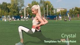  Presentation with sporty - Slides with young-sporty-woman-in-sportswear background and a tawny brown colored foreground