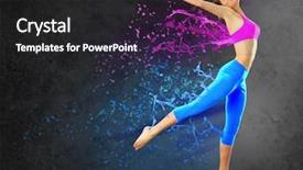  Presentation with creative - Presentation theme featuring young sporty woman jumping creative background and a  colored foreground