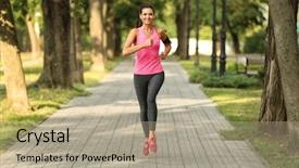  Presentation with sporty - Cool new theme with young sporty woman running backdrop and a mint green colored foreground