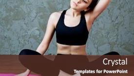  Presentation with stretching - Colorful theme enhanced with young-sporty-woman-stretching backdrop and a tawny brown colored foreground