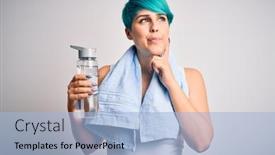  Presentation with sport blue - Amazing presentation design having young-sporty-woman-with-blue backdrop and a light blue colored foreground