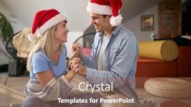  Presentation with family holding hands - Presentation design enhanced with young-spouses-holding-hands background and a violet colored foreground