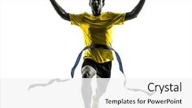  Presentation with finish line - Slides with young sprinter runner running winner background and a white colored foreground