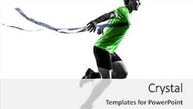  Presentation with finish line - Presentation theme enhanced with young sprinter runner running winner background and a white colored foreground