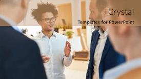  Presentation with business partner - Presentation featuring young-start-up-founder background and a coral colored foreground