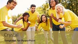  Presentation with team building - Theme featuring young-start-up-people background and a yellow colored foreground