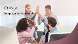  Presentation with team - Presentation design enhanced with young-start-up-team-gives background and a lemonade colored foreground