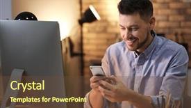  Presentation with stock exchange - Presentation with young stock exchange trader working background and a tawny brown colored foreground