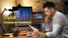  Presentation with stock exchange - Presentation enhanced with young stock exchange trader working background and a tawny brown colored foreground