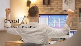  Presentation with stock exchange - Beautiful presentation featuring young stock exchange trader working backdrop and a coral colored foreground