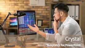  Presentation with stock exchange - Presentation theme with young stock exchange trader working background and a coral colored foreground
