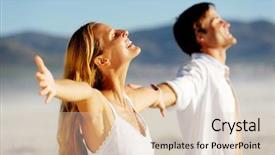  Presentation with stress free zone totally relaxed - Audience pleasing presentation theme consisting of young stress free couple enjoy backdrop and a lemonade colored foreground
