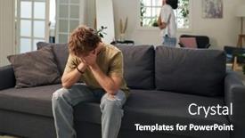  Presentation with jeans - Slide set with young-stressed-man-in-jeans background and a dark gray colored foreground